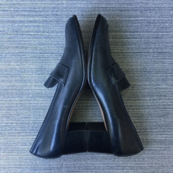 VARDA Heeled Leather Loafers Blue Size 12 - Picture 2 of 7